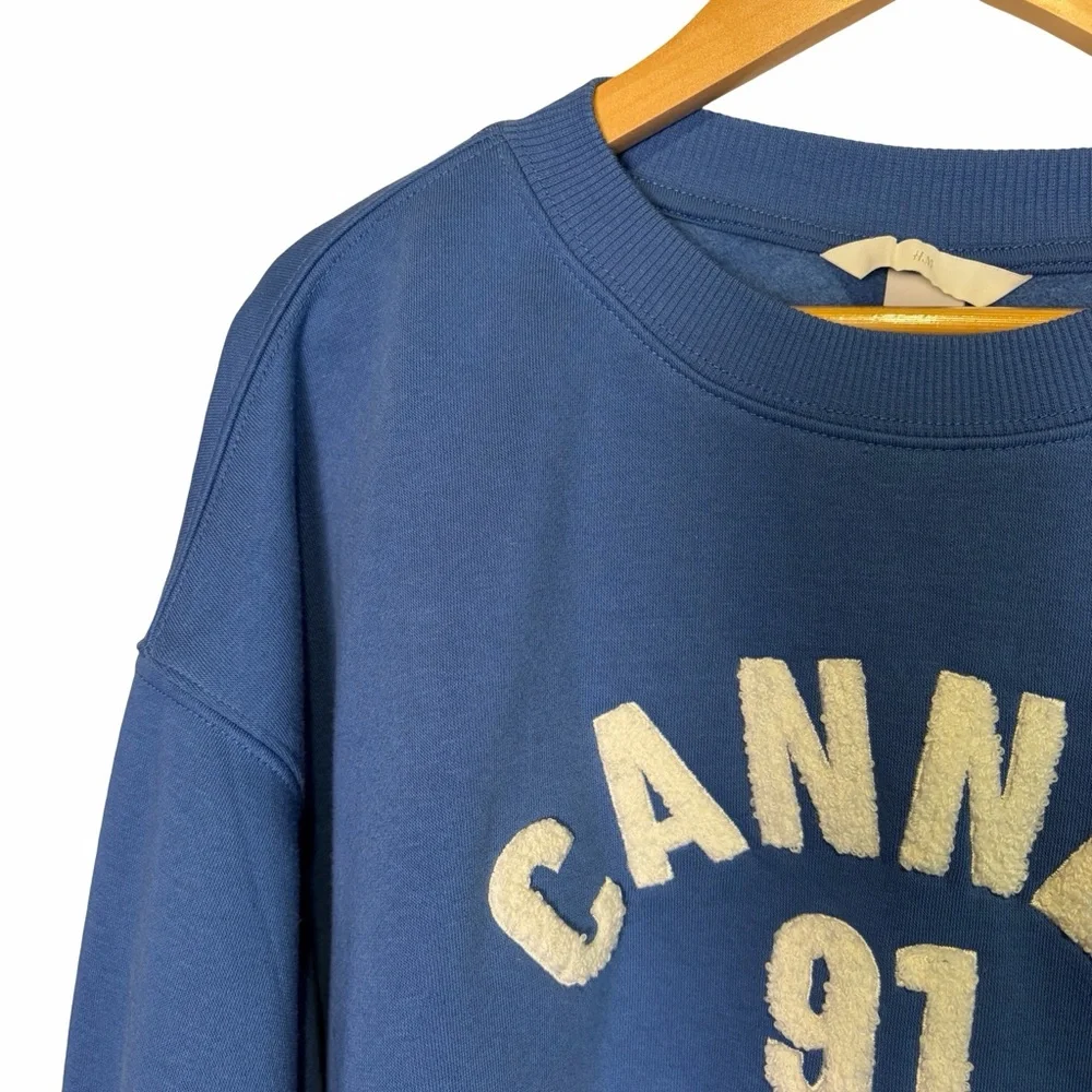 H&M Cannes 91 Sweatshirt in Blue, Size M NWT - Picture 3 of 13